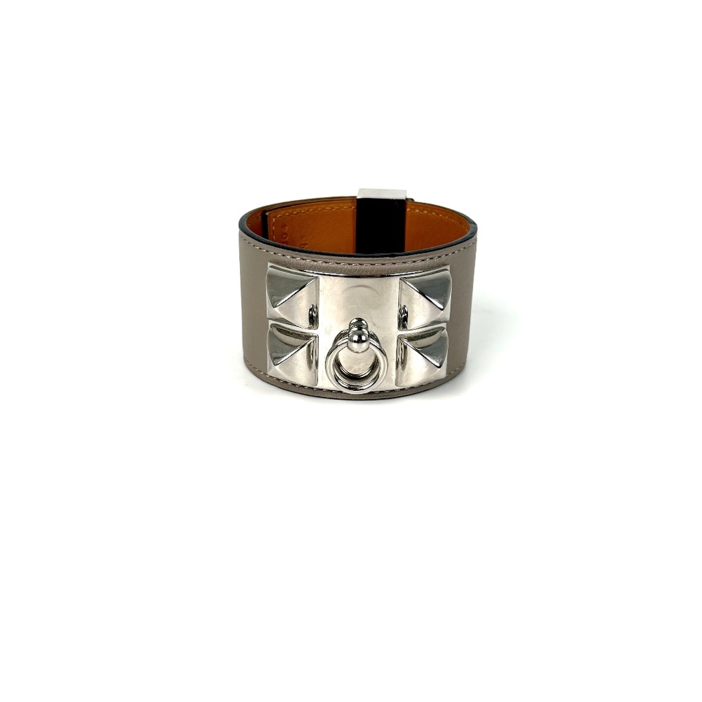 HERMES Collier de Chien Etoupe Leather Bracelet T3